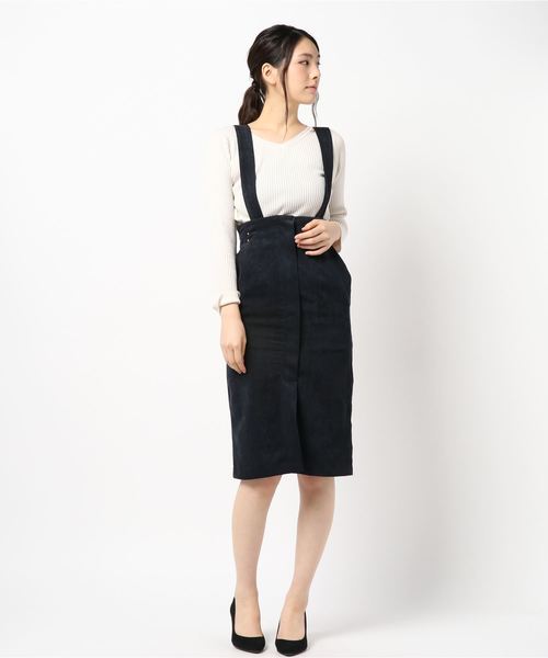 YECCA VECCA（イェッカヴェッカ）の「・サス付きコーデュロイスカート（スカート・レディース・ネイビー/ライトベージュ/キャメル・M/S）」の3枚目の写真