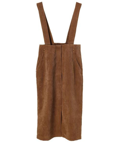 YECCA VECCA（イェッカヴェッカ）の「・サス付きコーデュロイスカート（スカート・レディース・ネイビー/ライトベージュ/キャメル・M/S）」の4枚目の写真