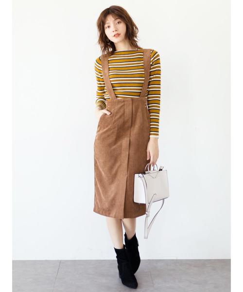 YECCA VECCA（イェッカヴェッカ）の「・サス付きコーデュロイスカート（スカート・レディース・ネイビー/ライトベージュ/キャメル・M/S）」の8枚目の写真