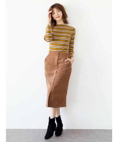 YECCA VECCA（イェッカヴェッカ）の「・サス付きコーデュロイスカート（スカート・レディース・ネイビー/ライトベージュ/キャメル・M/S）」の6枚目の写真