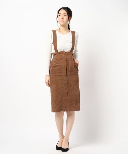 YECCA VECCA（イェッカヴェッカ）の「・サス付きコーデュロイスカート（スカート・レディース・ネイビー/ライトベージュ/キャメル・M/S）」の10枚目の写真