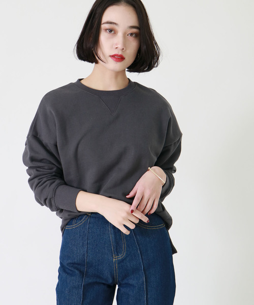 &g'aime（アンジェム）の「【&g'aime】ルーズシルエットプルオーバー（スウェット・レディース・チャコールグレー/グレー/ピンク/ライトグリーン/アイボリー・FREE）」の6枚目の写真