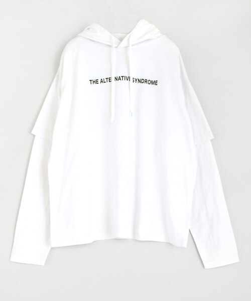 RNA（アールエヌエー）の「M1085 レイヤード風BIGパーカー（パーカー・レディース・ホワイト/ブラック/レッド・MEDIUM）」の2枚目の写真