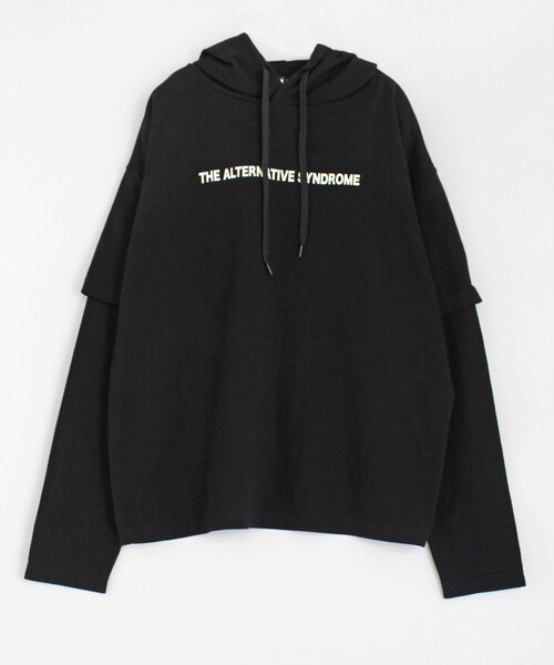 RNA（アールエヌエー）の「M1085 レイヤード風BIGパーカー（パーカー・レディース・ホワイト/ブラック/レッド・MEDIUM）」の3枚目の写真