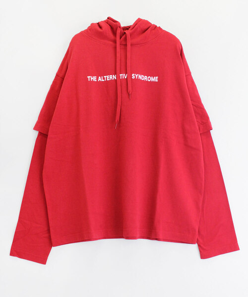 RNA（アールエヌエー）の「M1085 レイヤード風BIGパーカー（パーカー・レディース・ホワイト/ブラック/レッド・MEDIUM）」の13枚目の写真