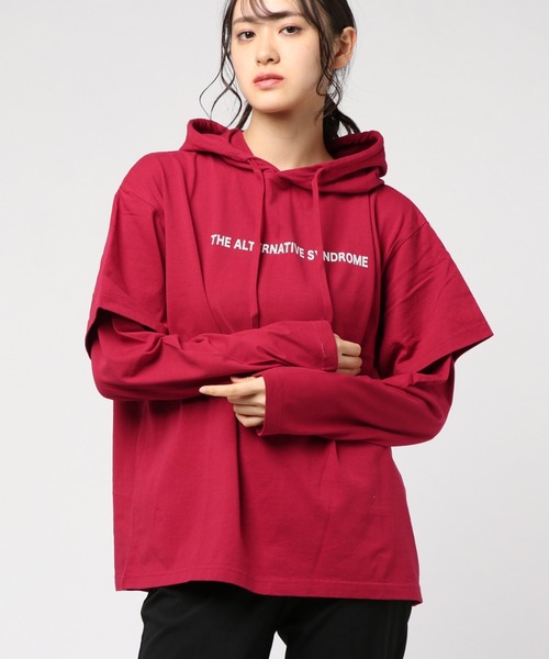 RNA（アールエヌエー）の「M1085 レイヤード風BIGパーカー（パーカー・レディース・ホワイト/ブラック/レッド・MEDIUM）」の14枚目の写真