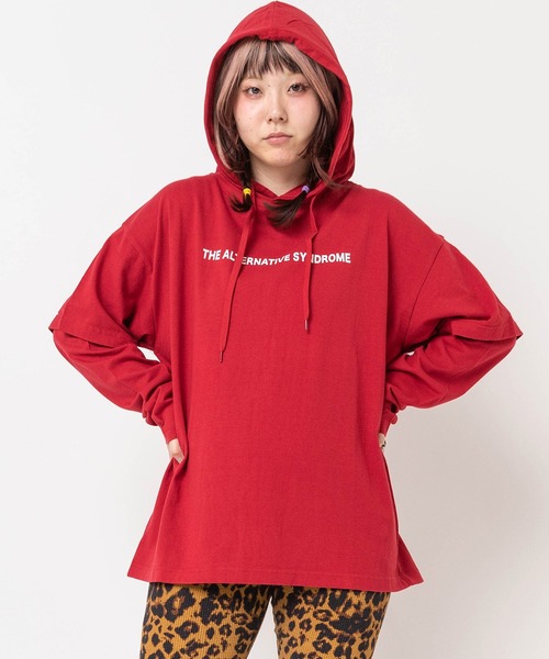 RNA（アールエヌエー）の「M1085 レイヤード風BIGパーカー（パーカー・レディース・ホワイト/ブラック/レッド・MEDIUM）」の19枚目の写真