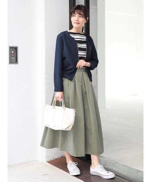 AMERICAN HOLIC（アメリカンホリック）の「フロントタックミディスカート＊（スカート・レディース・ベージュ/ネイビー/カーキ・M/L）」の19枚目の写真