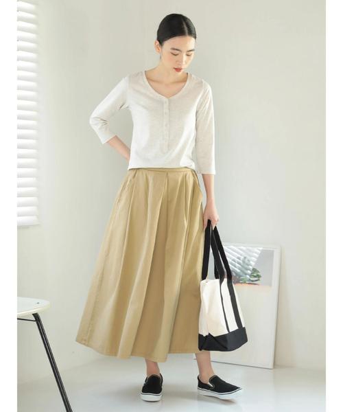 AMERICAN HOLIC（アメリカンホリック）の「フロントタックミディスカート＊（スカート・レディース・ベージュ/ネイビー/カーキ・M/L）」の13枚目の写真