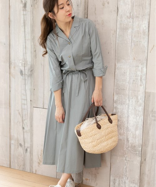 PREFERIR（プレフェリール）の「開襟シャツ オープンカラー ワンピース【フジテレビ・プライムニュース番組着用】（シャツワンピース・レディース・モカ/グリーン/ネイビー/ピンク・MEDIUM/LARGE）」の11枚目の写真