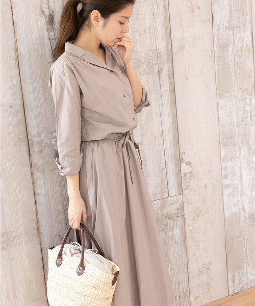 PREFERIR（プレフェリール）の「開襟シャツ オープンカラー ワンピース【フジテレビ・プライムニュース番組着用】（シャツワンピース・レディース・モカ/グリーン/ネイビー/ピンク・MEDIUM/LARGE）」の18枚目の写真