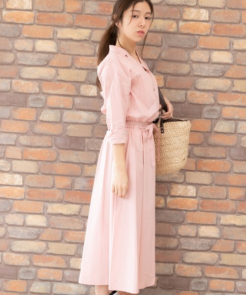 PREFERIR（プレフェリール）の「開襟シャツ オープンカラー ワンピース【フジテレビ・プライムニュース番組着用】（シャツワンピース・レディース・モカ/グリーン/ネイビー/ピンク・MEDIUM/LARGE）」の9枚目の写真