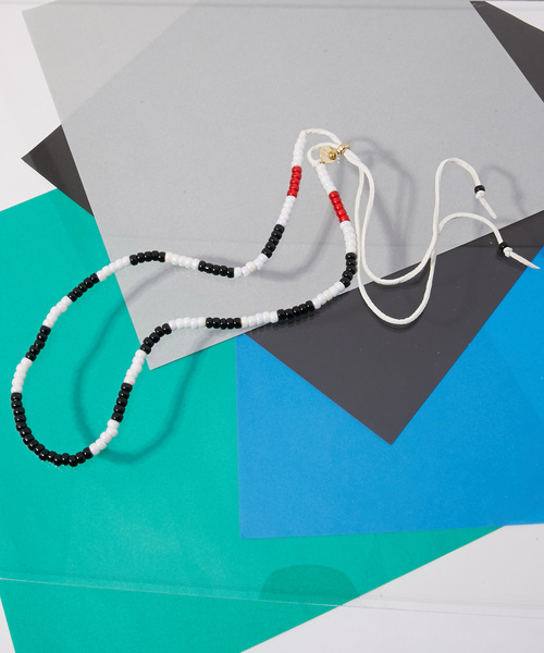 SandyClause サンディークローズ / BORDER NECKLACE GOLD WIDE (IVX-P186) スマイルチャームボーダービーズネックレス silver925 / IVX-P186