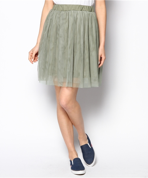 WEGO（ウィゴー）の「WEGO/チュールミドルスカート（スカート・レディース・オフホワイト/グリーン系その他/ライトピンク・FREE）」の3枚目の写真