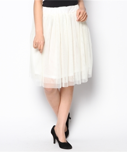 WEGO（ウィゴー）の「WEGO/チュールミドルスカート（スカート・レディース・オフホワイト/グリーン系その他/ライトピンク・FREE）」の2枚目の写真