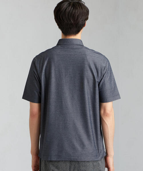 【未使用】グリーンレーベル/ シアサッカーポロシャツ/Ｓサイズ/グレー&ネイビー Polo Shirt｜TOPS｜グリーンレーベル リラクシング（green label