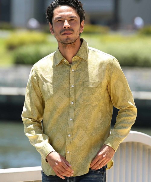 MEN'S BIGI（メンズビギ）の「ペイズリー柄ジャカードシャツ【ワンウォッシュ】（シャツ/ブラウス・メンズ・レッド/イエロー/ブルー・S/M/L）」の5枚目の写真