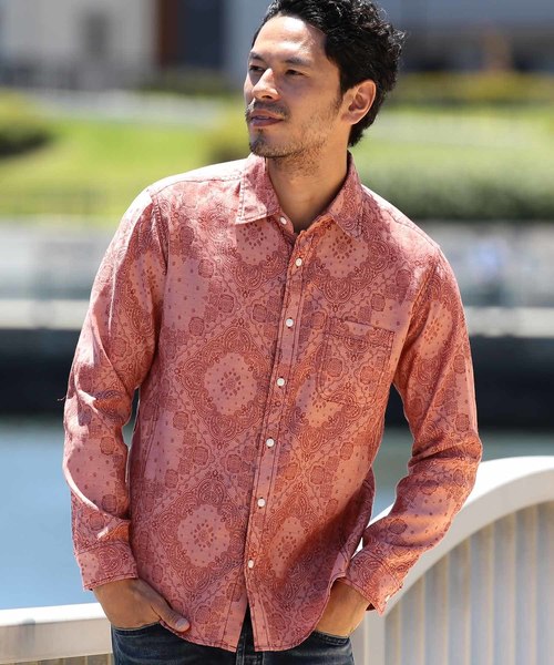 MEN'S BIGI（メンズビギ）の「ペイズリー柄ジャカードシャツ【ワンウォッシュ】（シャツ/ブラウス・メンズ・レッド/イエロー/ブルー・S/M/L）」の6枚目の写真