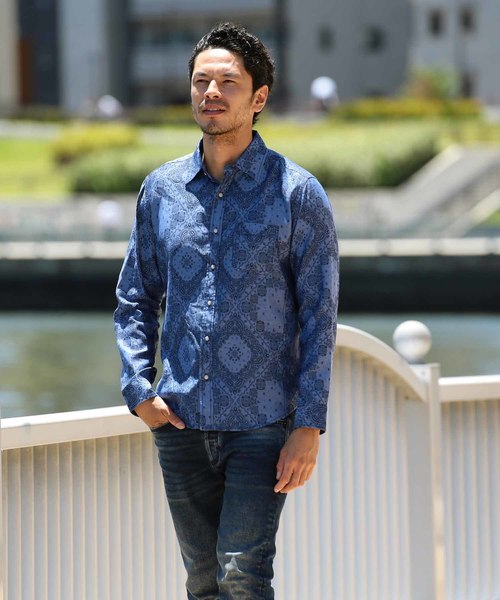 MEN'S BIGI（メンズビギ）の「ペイズリー柄ジャカードシャツ【ワンウォッシュ】（シャツ/ブラウス・メンズ・レッド/イエロー/ブルー・S/M/L）」の7枚目の写真