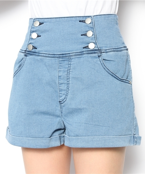 Heather(ヘザー)の「Wボタンハイウエストショートパンツ 544165(デニムパンツ・レディース・アイボリー/ライトブルー/ブルー・MEDIUM/SMALL)」の8枚目の写真