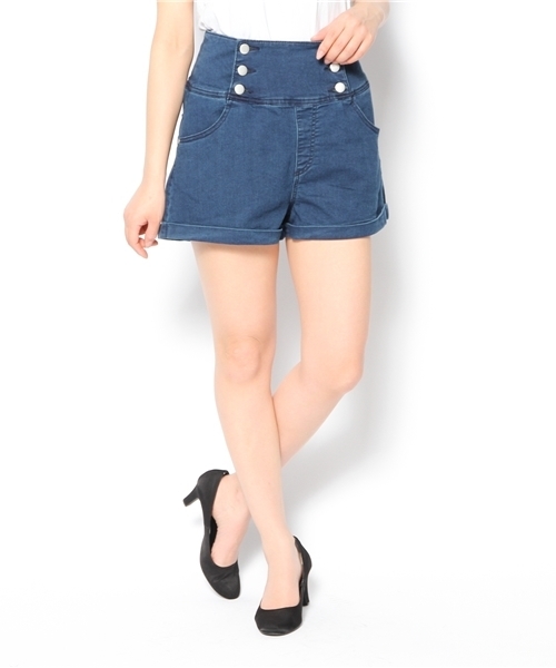 Heather(ヘザー)の「Wボタンハイウエストショートパンツ 544165(デニムパンツ・レディース・アイボリー/ライトブルー/ブルー・MEDIUM/SMALL)」の11枚目の写真