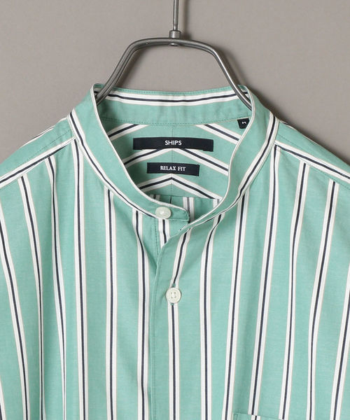 SHIPS（シップス）の「SU: ビッグシルエット バンドカラー シャツ（シャツ/ブラウス・メンズ・ライトホワイト/グレー/グリーン/ライトブルー・S/M/L）」の6枚目の写真