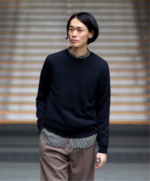 EDIFICE(エディフィス)の「16ゲージ クルーネックニット(ニット/セーター・メンズ・ブラック/グレー/ホワイト×ホワイト/ブラウン系その他/ネイビー/ラスタ・SMALL/MEDIUM/LARGE/X-LARGE/FREE)」の5枚目の写真