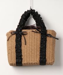 INTERPLANET | ペーパーフリルハンドルカゴＢＡＧ(かごバッグ)