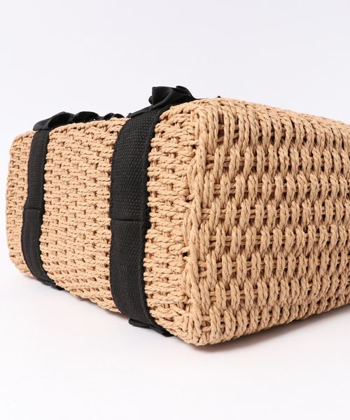 INTERPLANET（インタープラネット）の「ペーパーフリルハンドルカゴＢＡＧ（かごバッグ・レディース・ブラウン/グレー・フリー）」の4枚目の写真