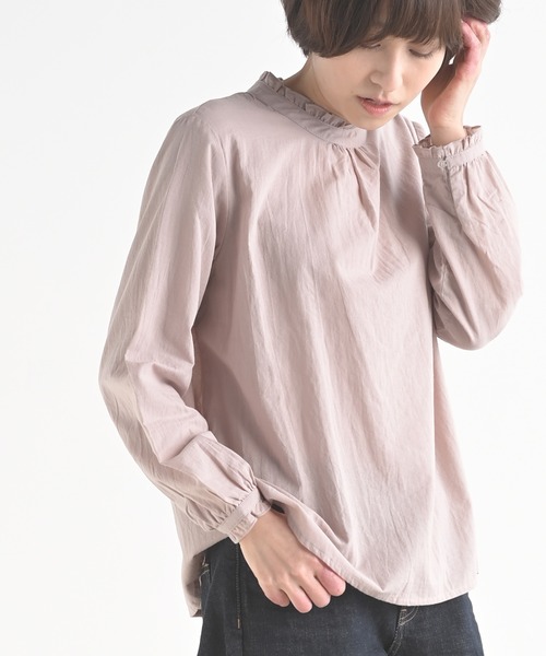 rps（アールピーエス）の「フリルネックブラウス（シャツ/ブラウス・レディース・ストライプ/ピンクベージュ/ブラック/オフホワイト/チェック/ブルーグリーン/グレー/ブラック系その他2・M）」の6枚目の写真