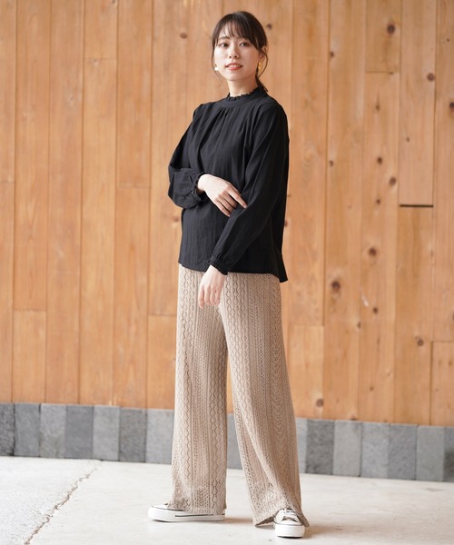 rps（アールピーエス）の「フリルネックブラウス（シャツ/ブラウス・レディース・ストライプ/ピンクベージュ/ブラック/オフホワイト/チェック/ブルーグリーン/グレー/ブラック系その他2・M）」の15枚目の写真