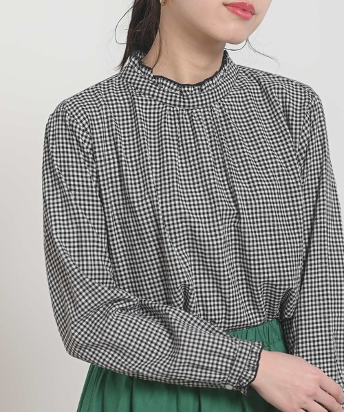 rps（アールピーエス）の「フリルネックブラウス（シャツ/ブラウス・レディース・ストライプ/ピンクベージュ/ブラック/オフホワイト/チェック/ブルーグリーン/グレー/ブラック系その他2・M）」の20枚目の写真