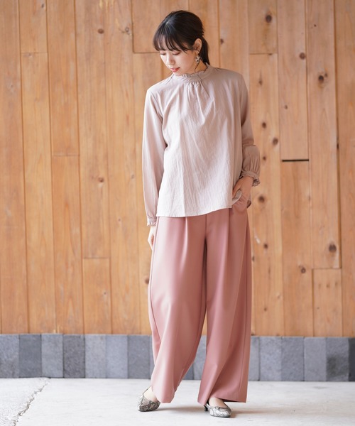 rps（アールピーエス）の「フリルネックブラウス（シャツ/ブラウス・レディース・ストライプ/ピンクベージュ/ブラック/オフホワイト/チェック/ブルーグリーン/グレー/ブラック系その他2・M）」の10枚目の写真