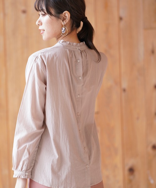 rps（アールピーエス）の「フリルネックブラウス（シャツ/ブラウス・レディース・ストライプ/ピンクベージュ/ブラック/オフホワイト/チェック/ブルーグリーン/グレー/ブラック系その他2・M）」の9枚目の写真