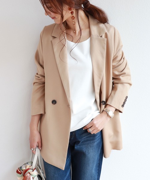 andme（アンドミー）の「コットン長袖ダブルフロントクルーネックTシャツ（Tシャツ/カットソー・レディース・ブラック/ネイビー/オフホワイト/グレー系その他・M/L）」の7枚目の写真
