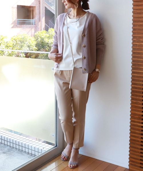 andme（アンドミー）の「コットン長袖ダブルフロントクルーネックTシャツ（Tシャツ/カットソー・レディース・ブラック/ネイビー/オフホワイト/グレー系その他・M/L）」の10枚目の写真