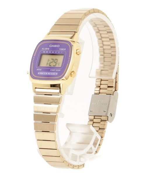 CASIO(カシオ)の「『CASIO(カシオ)』ゴールド デジタルミニ 腕時計(デジタル腕時計・レディース・ブラック/ゴールド/パープル/ブルー・FREE)」の3枚目の写真