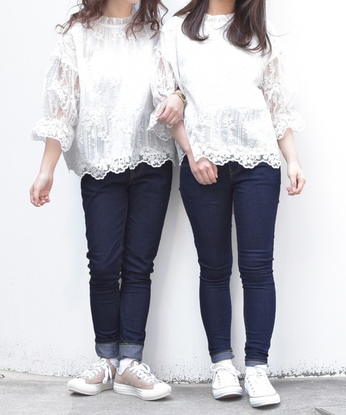 PairPair（ペアペア）の「レースシアーオーガンジーブラウス（シャツ/ブラウス・レディース・オフホワイト・FREE）」の2枚目の写真