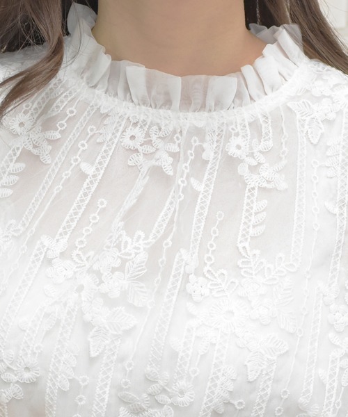 PairPair（ペアペア）の「レースシアーオーガンジーブラウス（シャツ/ブラウス・レディース・オフホワイト・FREE）」の7枚目の写真