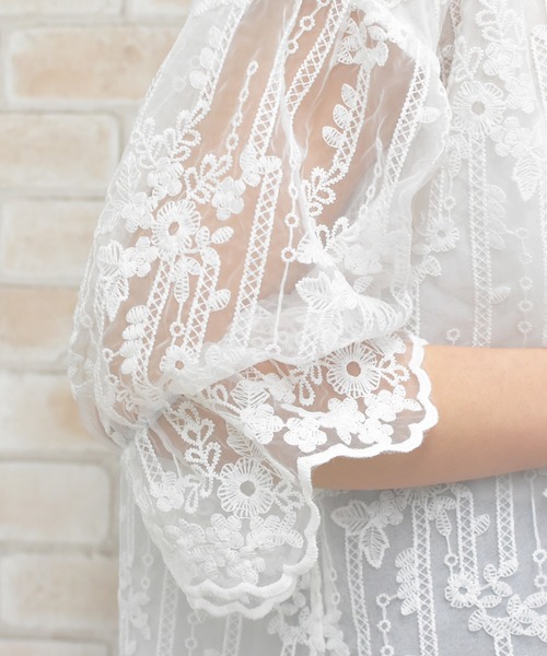 PairPair（ペアペア）の「レースシアーオーガンジーブラウス（シャツ/ブラウス・レディース・オフホワイト・FREE）」の9枚目の写真