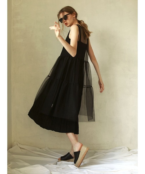 ACYM（アシーム）の「Sheer layered ワンピース（ワンピース・レディース・ホワイト/ブラック・FREE）」の6枚目の写真