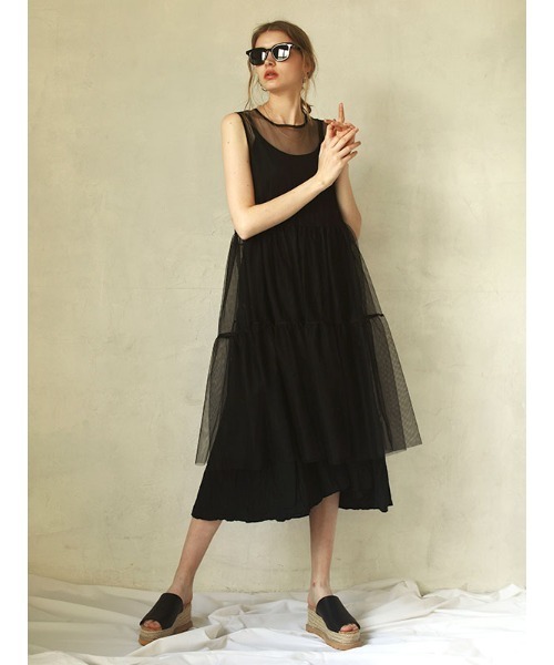 ACYM（アシーム）の「Sheer layered ワンピース（ワンピース・レディース・ホワイト/ブラック・FREE）」の16枚目の写真