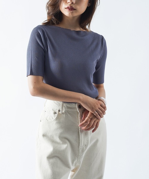 Ambre Neige(アンブルネージュ)の「リブニットトップス/【WEB/EC限定商品】(ニット/セーター・レディース・ホワイト/ブラック/ブルー/モカ・FREE)」の9枚目の写真