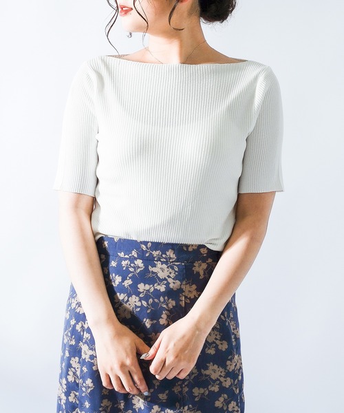 Ambre Neige(アンブルネージュ)の「リブニットトップス/【WEB/EC限定商品】(ニット/セーター・レディース・ホワイト/ブラック/ブルー/モカ・FREE)」の8枚目の写真