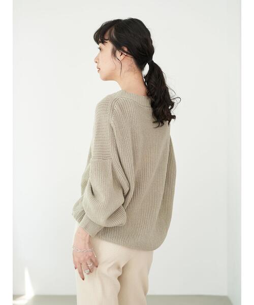 セール】【WEB限定】ドロップショルダー畦ニットカーディガン