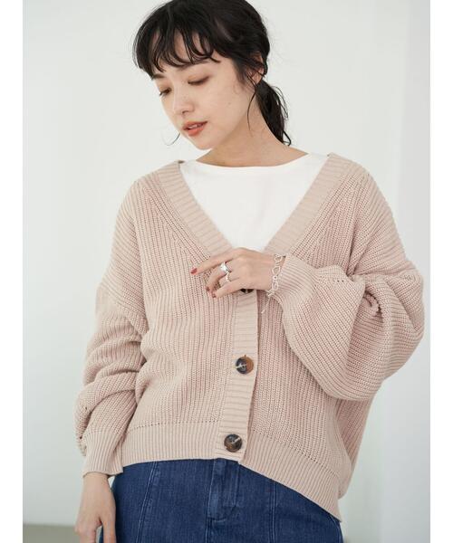 earth music&ecology(アースミュージックアンドエコロジー)の「【WEB限定】ドロップショルダー畦ニットカーディガン *(カーディガン/ボレロ・レディース・ベージュ/ピンク/アイボリー/ミント/モカ/ライトベージュ/ブラック/グレイッシュベージュ・FREE)」の21枚目の写真