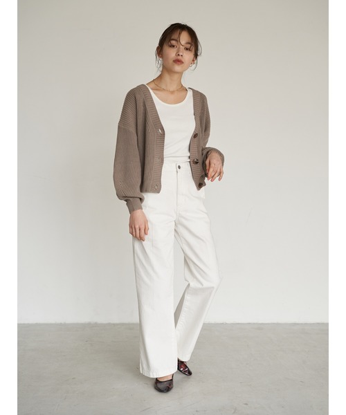 earth music&ecology(アースミュージックアンドエコロジー)の「【WEB限定】ドロップショルダー畦ニットカーディガン *(カーディガン/ボレロ・レディース・ベージュ/ピンク/アイボリー/ミント/モカ/ライトベージュ/ブラック/グレイッシュベージュ・FREE)」の18枚目の写真