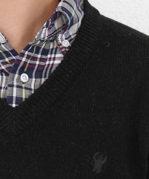 coen（コーエン）の「ラムウールＶネックニットプルオーバー（ニット/セーター・メンズ・ネイビー/ピンク/ダークグリーン/パープル/ブラック/オフホワイト/ブラウン/ライトグレー・X-LARGE/LARGE/MEDIUM/SMALL）」の16枚目の写真