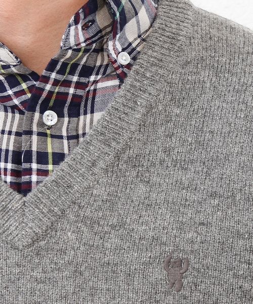 coen（コーエン）の「ラムウールＶネックニットプルオーバー（ニット/セーター・メンズ・ネイビー/ピンク/ダークグリーン/パープル/ブラック/オフホワイト/ブラウン/ライトグレー・X-LARGE/LARGE/MEDIUM/SMALL）」の17枚目の写真