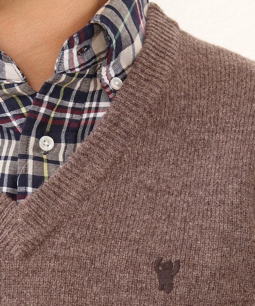 coen（コーエン）の「ラムウールＶネックニットプルオーバー（ニット/セーター・メンズ・ネイビー/ピンク/ダークグリーン/パープル/ブラック/オフホワイト/ブラウン/ライトグレー・X-LARGE/LARGE/MEDIUM/SMALL）」の18枚目の写真